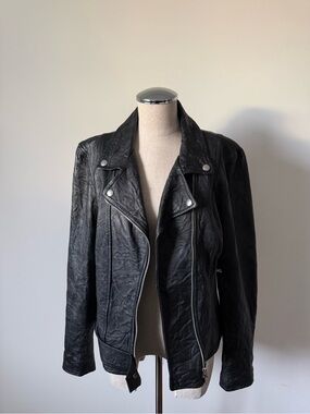Black Real Leather Moto Jacket FLORENCE ITALY